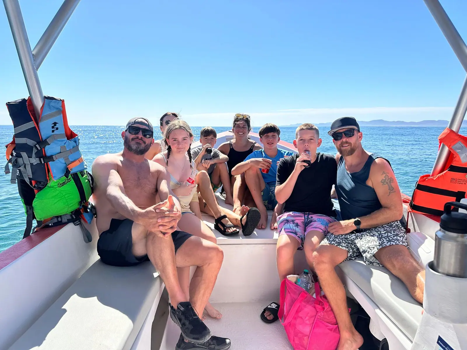 Group of people on a panga in Loreto